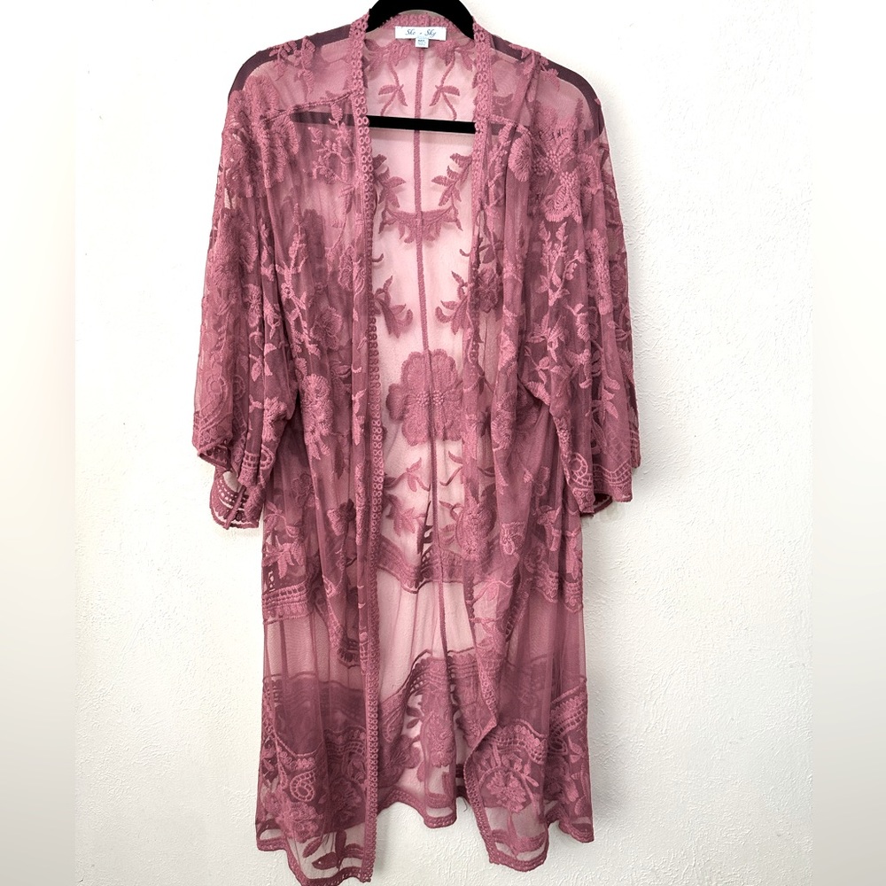 She & Sky kimono, duster, lingerie topper, or swimsuit coverup. M/L
